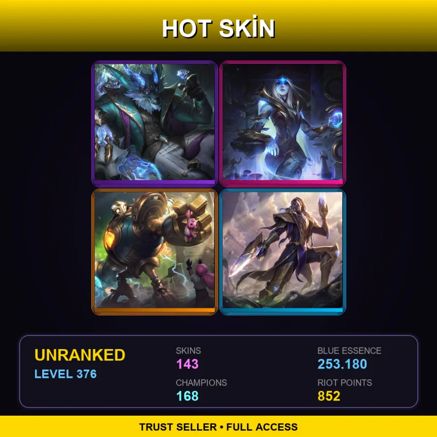 ME | Lv376 | Unranked | 143 Skin | 168 Champ