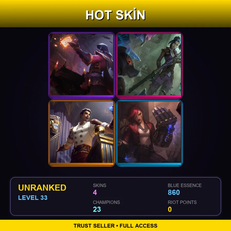 NA | Lv33 | Unranked | 4 Skin | 23 Champ — Blood Moon Twisted Fate