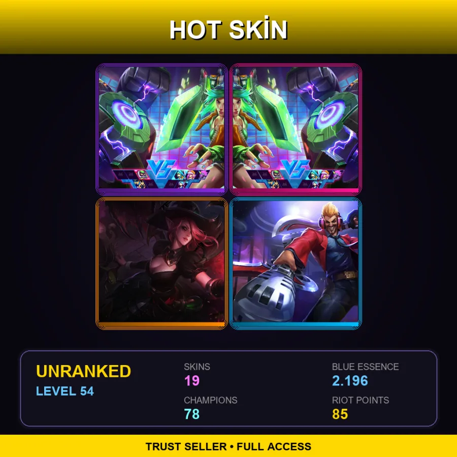 LAS | Lv54 | Unranked | 19 Skin | 78 Champ — LoL account