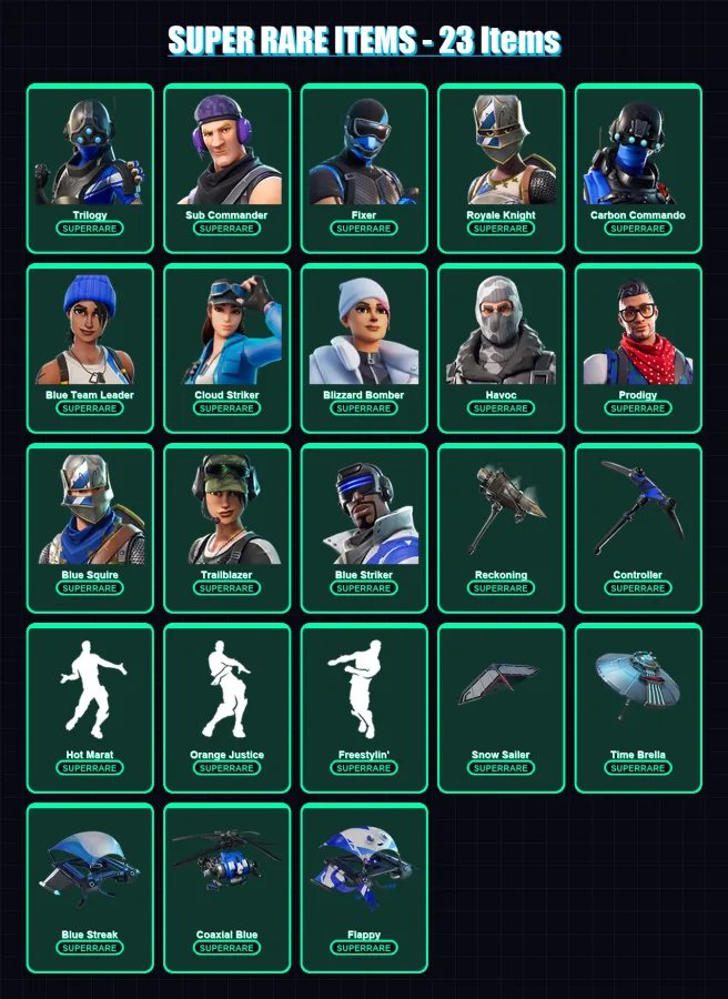 [PS4/PS5/XBOX/PC] | Trilogy | Sub Commander | Fixer | Royale Knight | Carbon Commando | 97 skin | 104 pickaxe | 114 emote | 103 glider | Lv1461