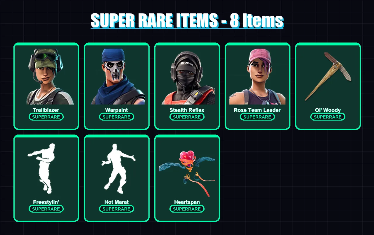 [PC/PSN] | Trailblazer | Warpaint | Stealth Reflex | Rose Team Leader | The Ice King | 23 skin | 20 pickaxe | 36 emote | 31 glider | Lv408