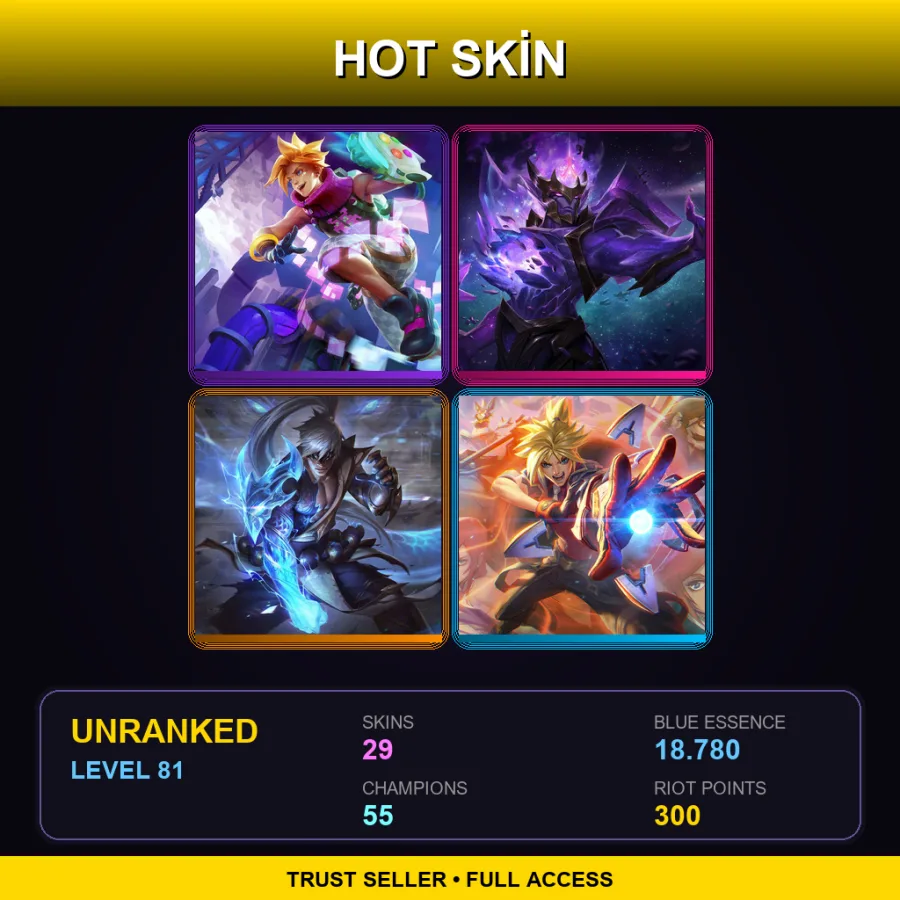 ME | Lv81 | Unranked | 29 Skin | 55 Champ — LoL account