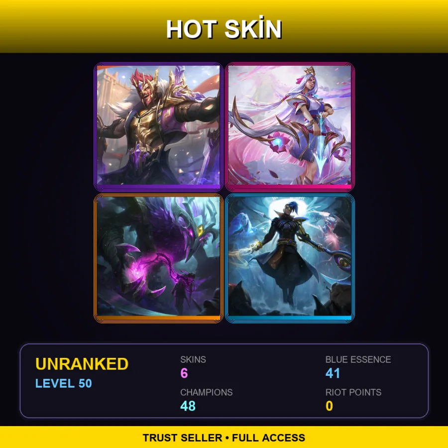 EUNE | Lv50 | Unranked | 6 Skin | 48 Champ — LoL account