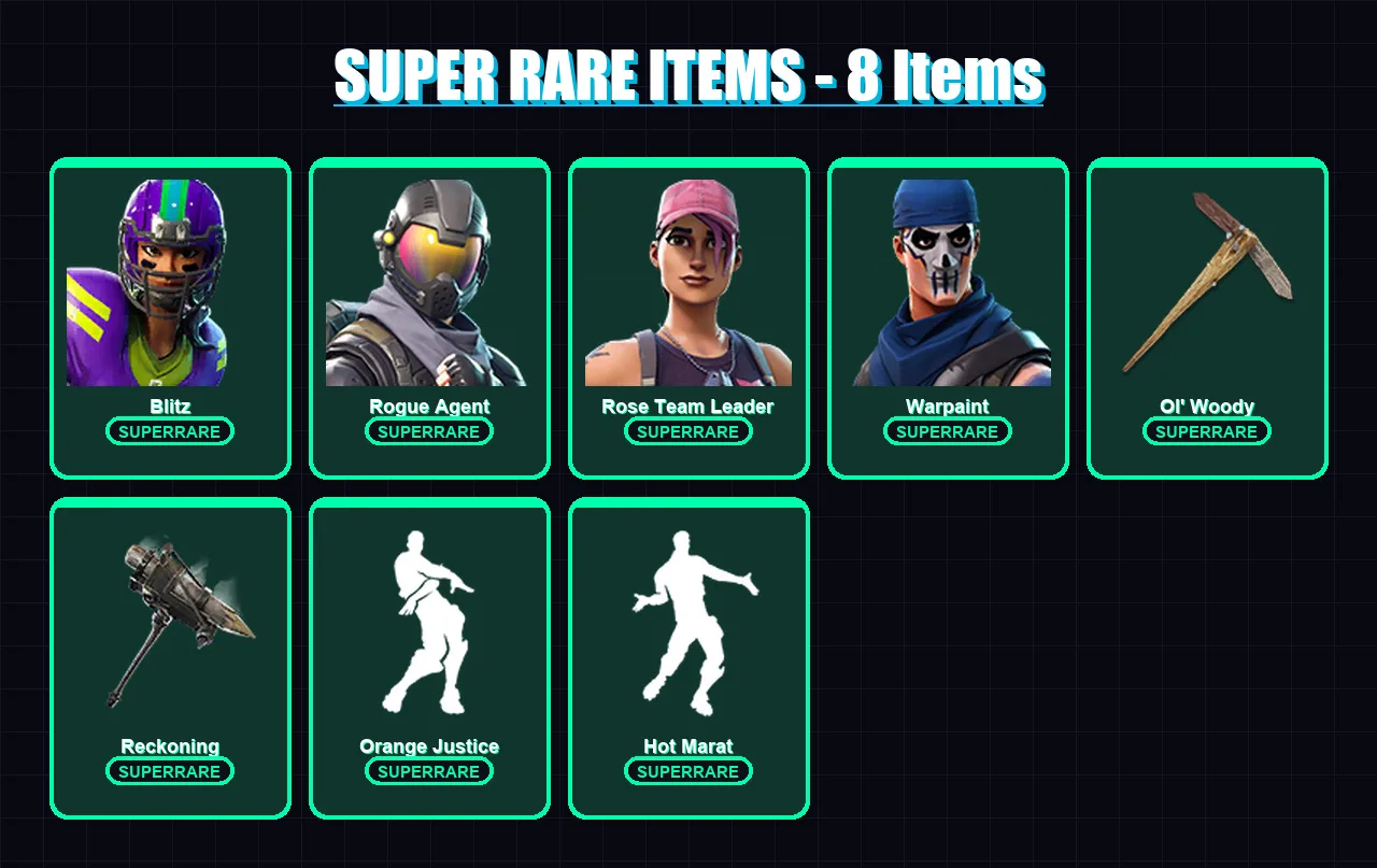[PS4/PS5/XBOX/PC] | Blitz | Rogue Agent | Rose Team Leader | Warpaint | The Visitor | 60 skin | 37 pickaxe | 40 emote | 47 glider | Lv555
