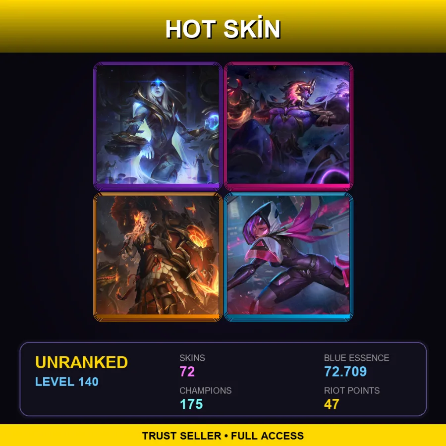 VN | Lv140 | Unranked | 72 Skin | 175 Champ — Nightblade Irelia