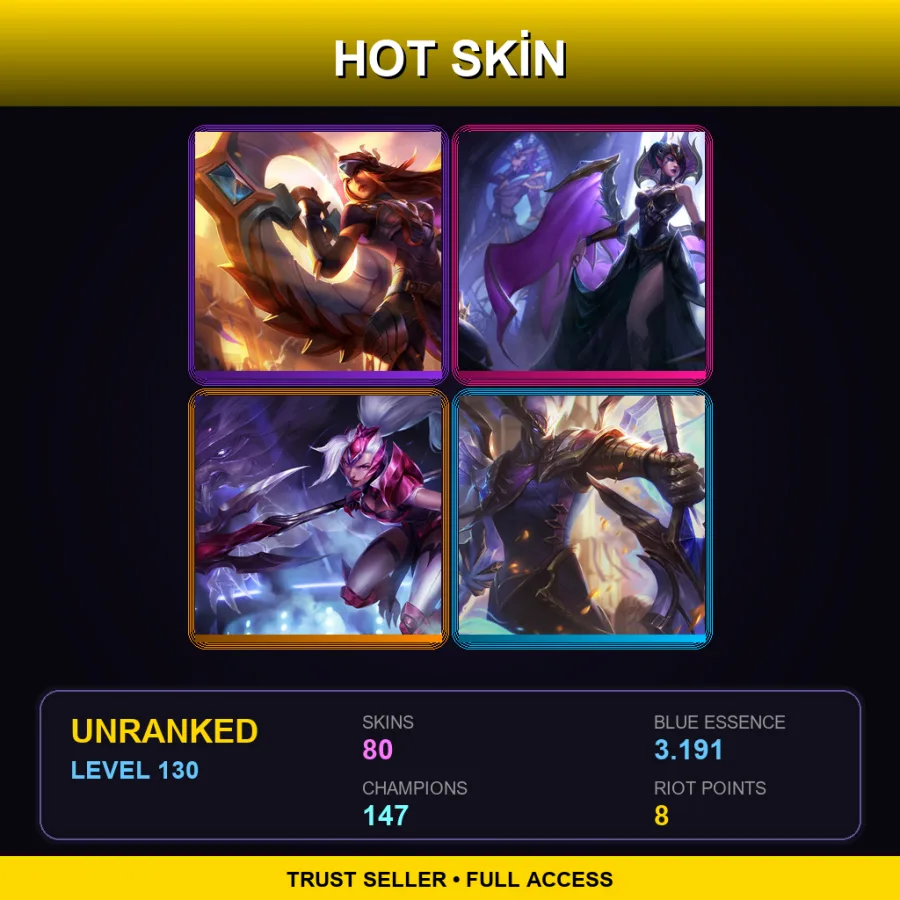 BR | Lv130 | Unranked | 80 Skin | 147 Champ