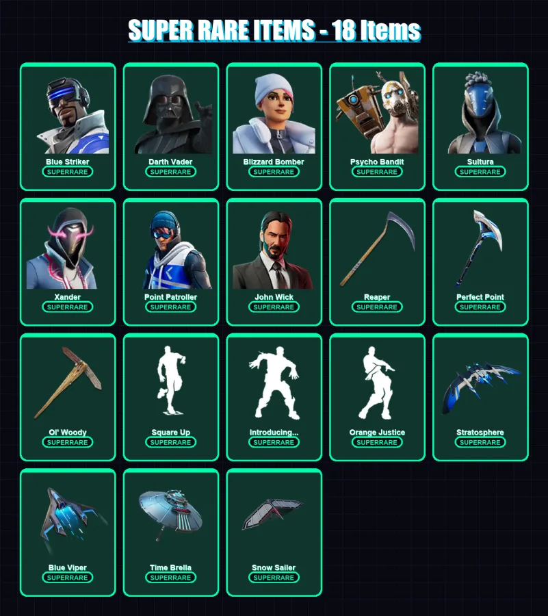 [PS4/PS5/XBOX/PC] | Blue Striker | Darth Vader | Blizzard Bomber | Psycho Bandit | Sultura | 320 skin | 315 pickaxe | 260 emote | 174 glider | Lv202 — Fortnite account