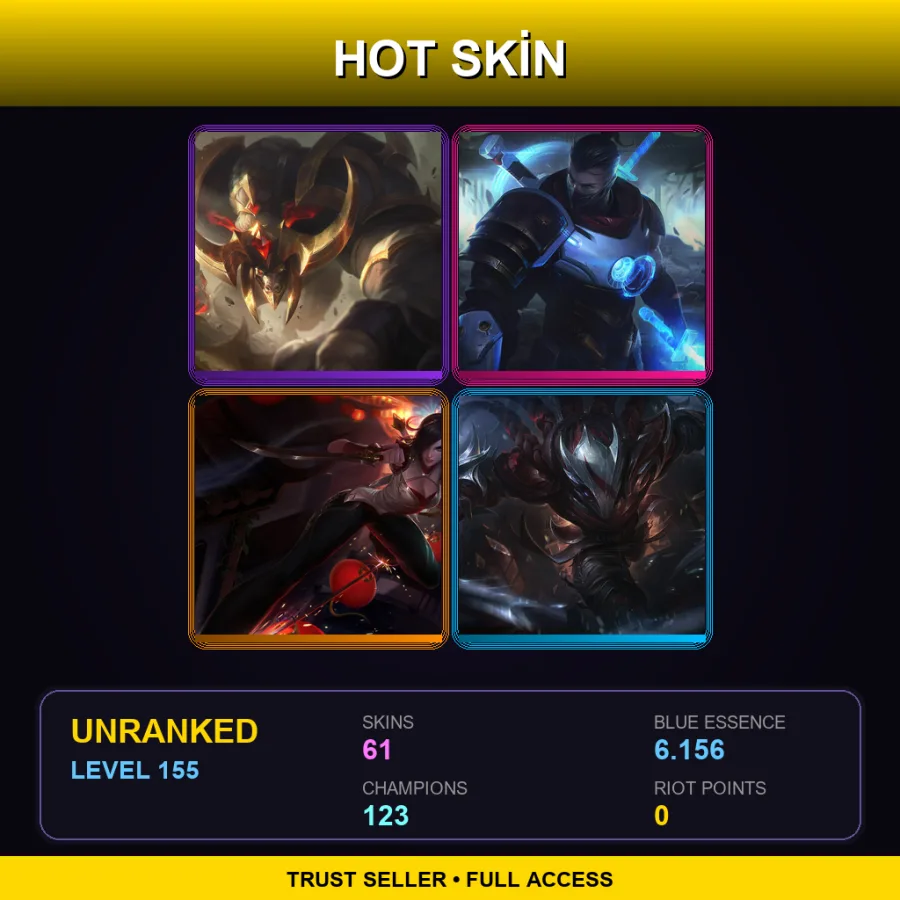 SG | Lv155 | Unranked | 61 Skin | 123 Champ — LoL account