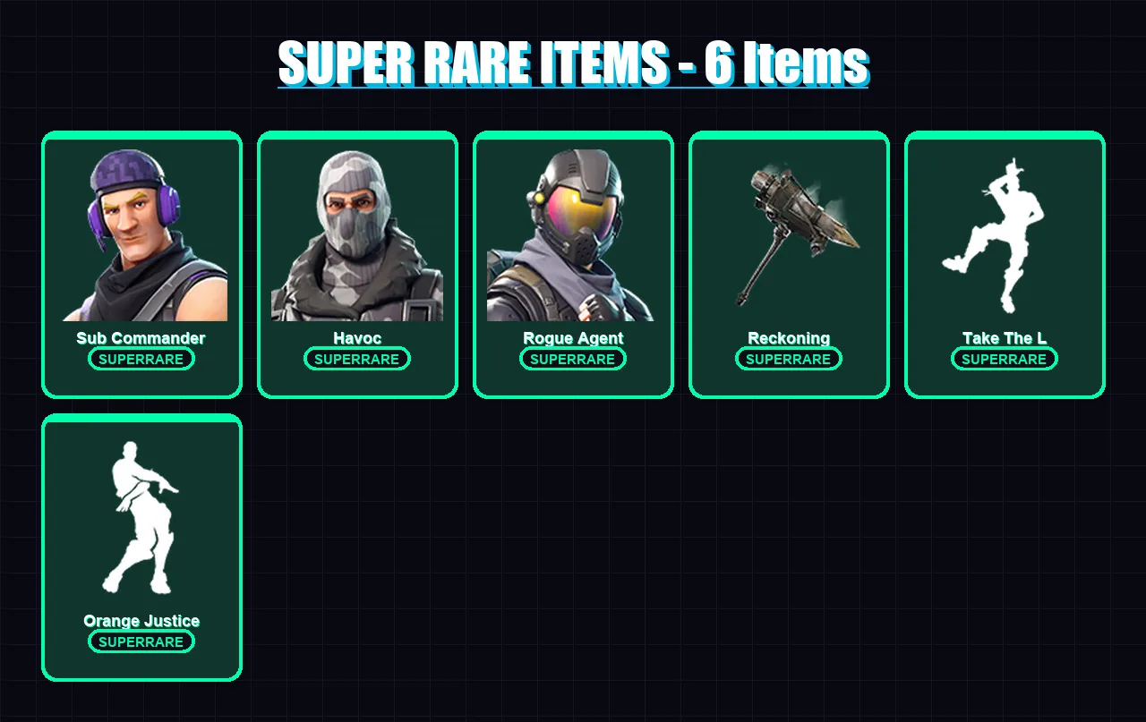 [PC/XBOX] | Sub Commander | Havoc | Rogue Agent | Calamity | Omega | 33 skin | 33 pickaxe | 26 emote | 31 glider | Lv394