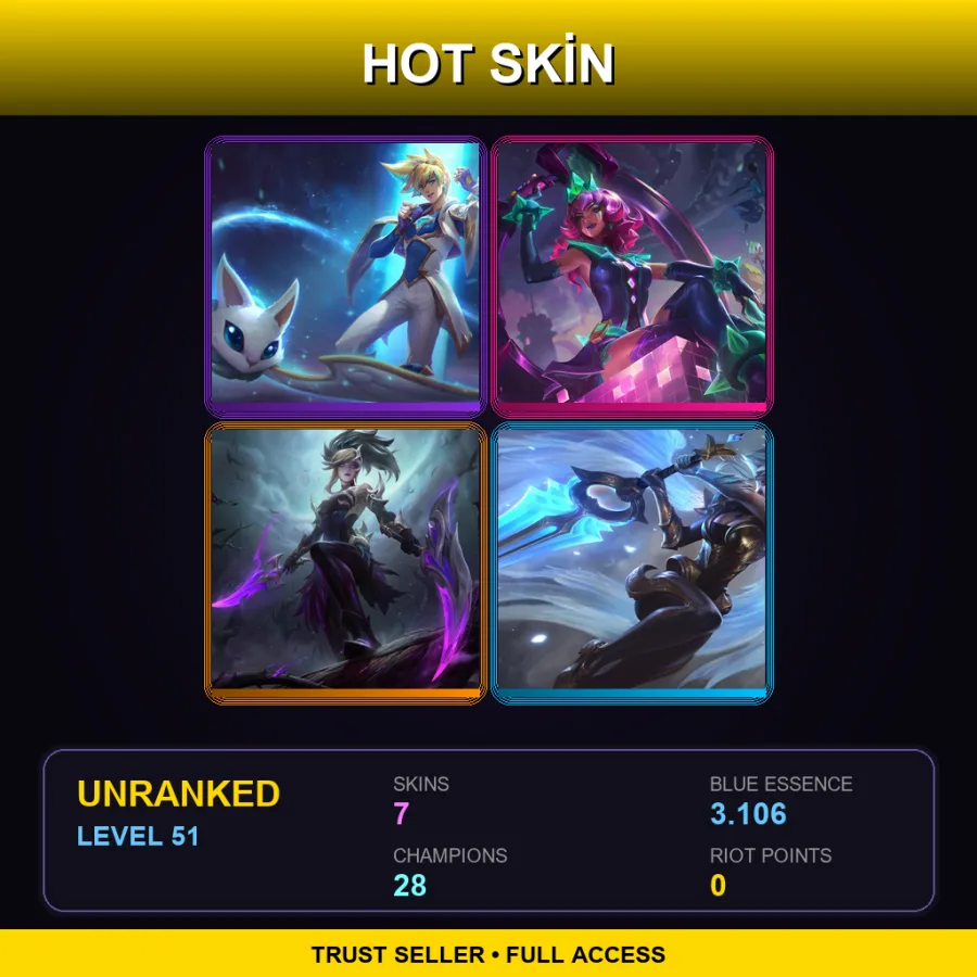 EUW | Lv51 | Unranked | 7 Skin | 28 Champ — LoL account