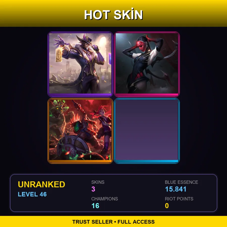 LAN | Lv46 | Unranked | 3 Skin | 16 Champ — LoL account