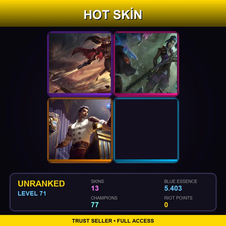 VN | Lv71 | Unranked | 13 Skin | 77 Champ — Vindicator Vayne