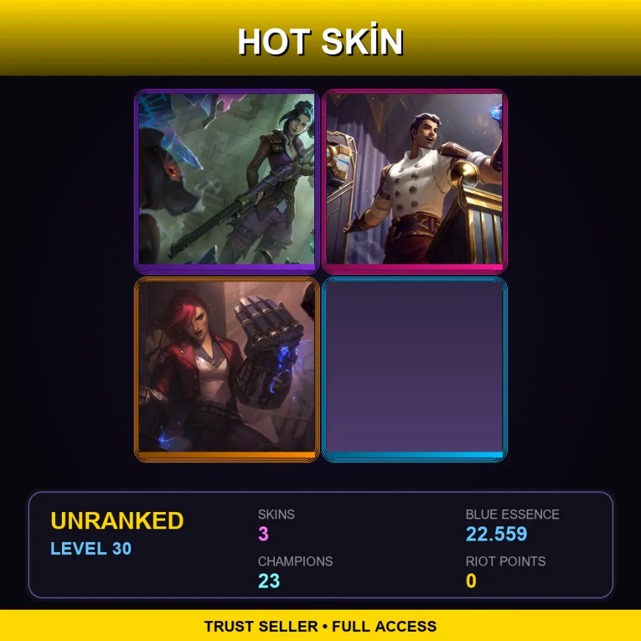 ME | Lv30 | Unranked | 3 Skin | 23 Champ — LoL account