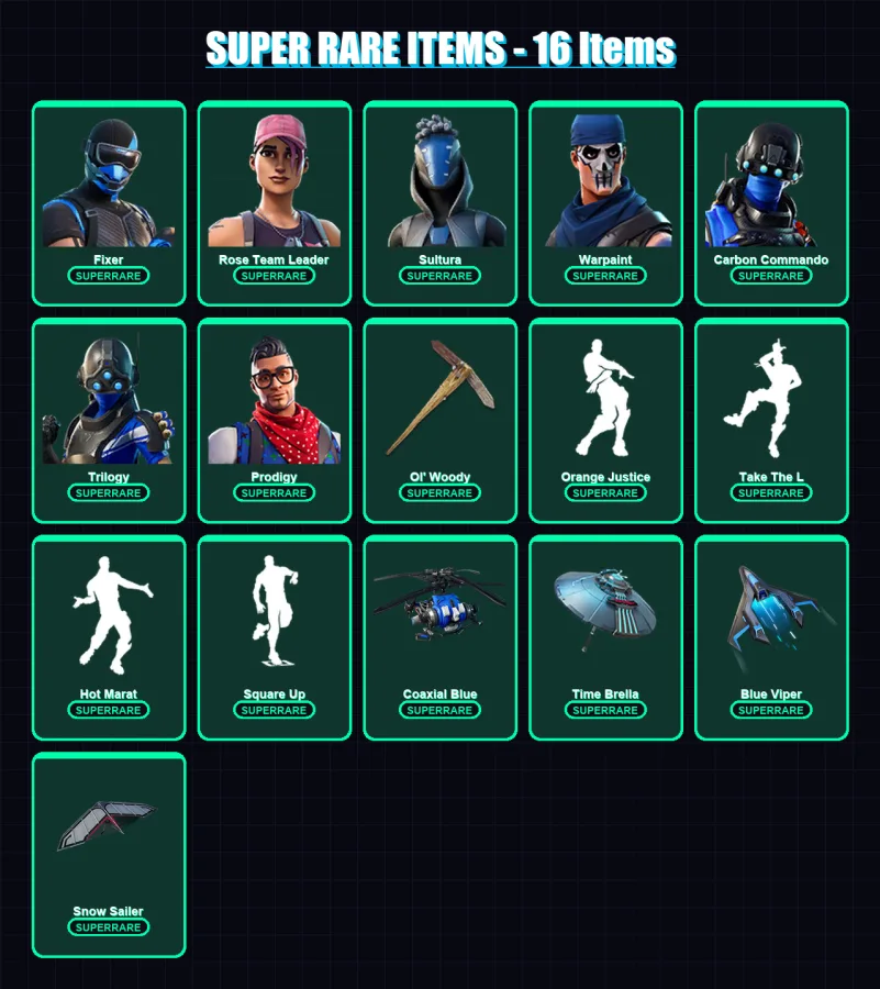 [PC/XBOX/PSN] | Fixer | Rose Team Leader | Sultura | Warpaint | Carbon Commando | 111 skin | 120 pickaxe | 119 emote | 116 glider | Lv1759