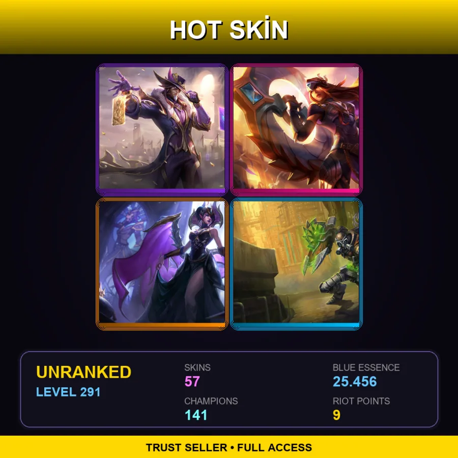 VN | Lv291 | Unranked | 57 Skin | 141 Champ — LoL account