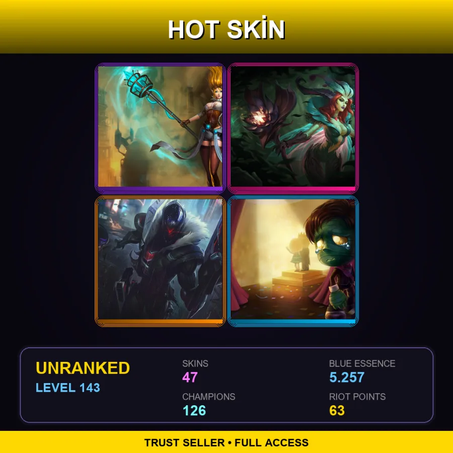 EUNE | Lv143 | Unranked | 47 Skin | 126 Champ — Noxus Hunter Anivia