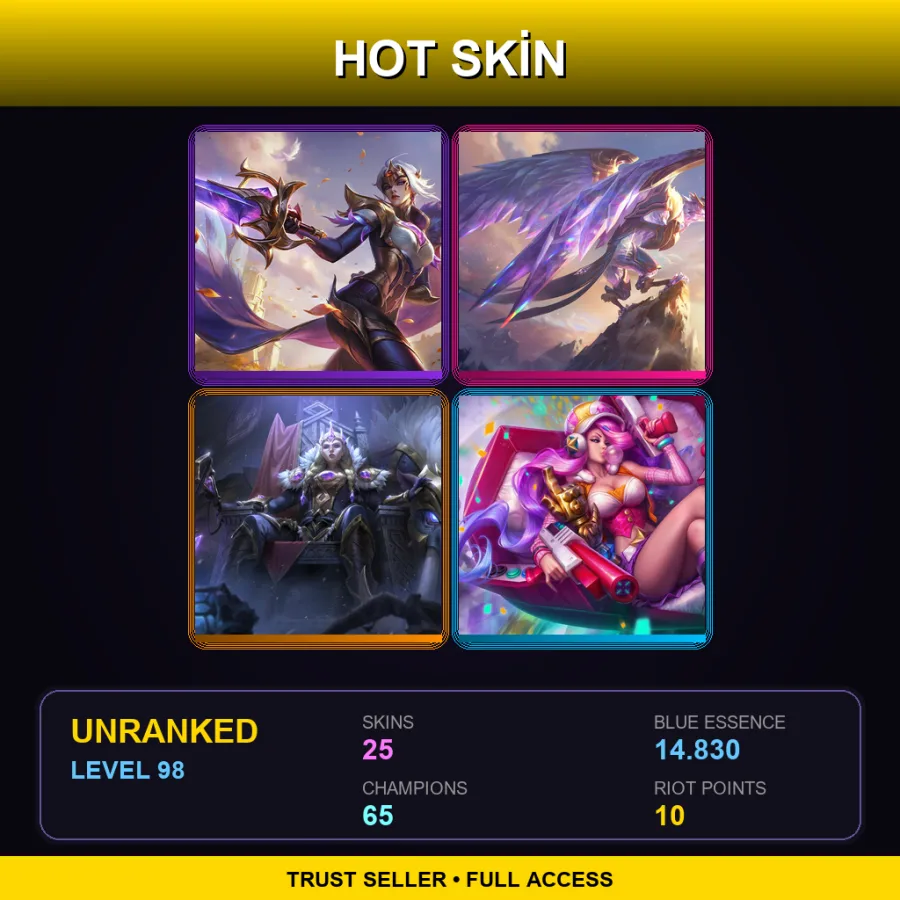 EUNE | Lv98 | Unranked | 25 Skin | 65 Champ — LoL account