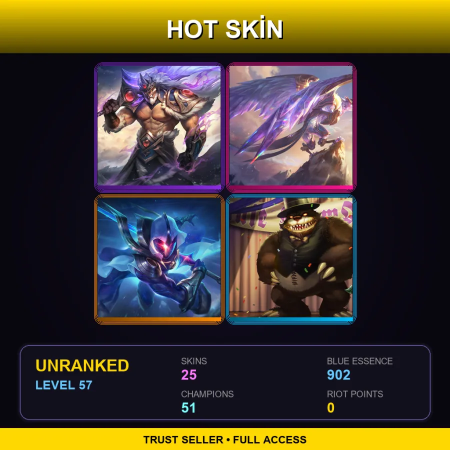 SG | Lv57 | Unranked | 25 Skin | 51 Champ