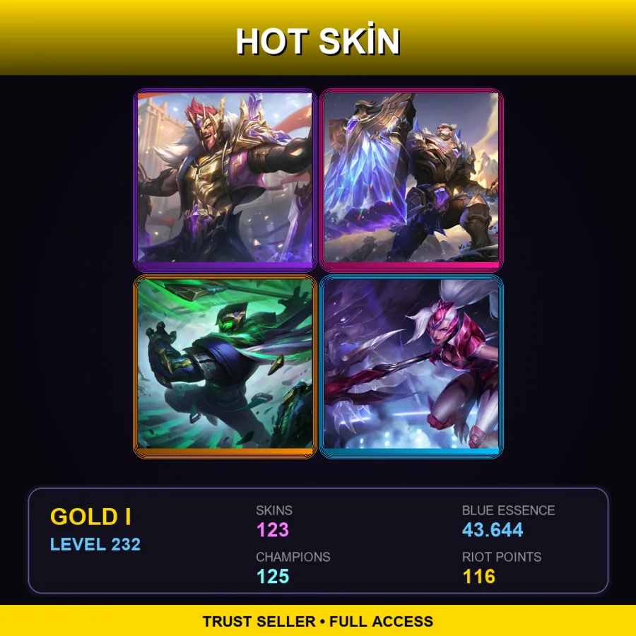 EUNE | Lv232 | Gold I | 123 Skin | 125 Champ