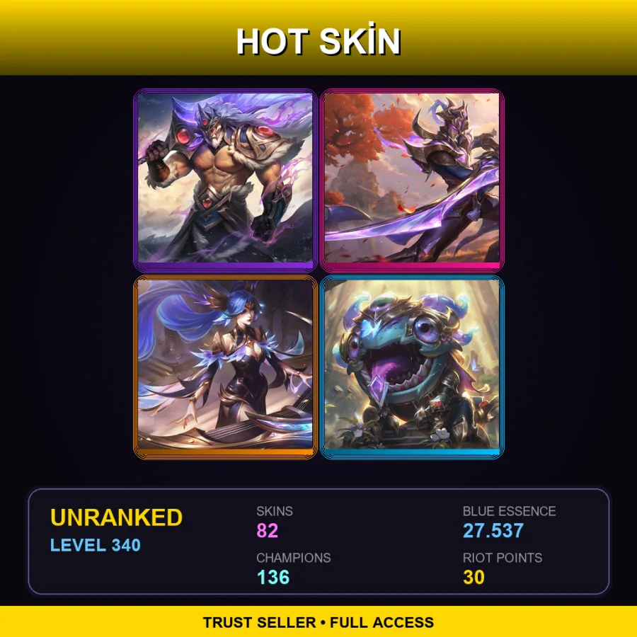 NA | Lv340 | Unranked | 82 Skin | 136 Champ
