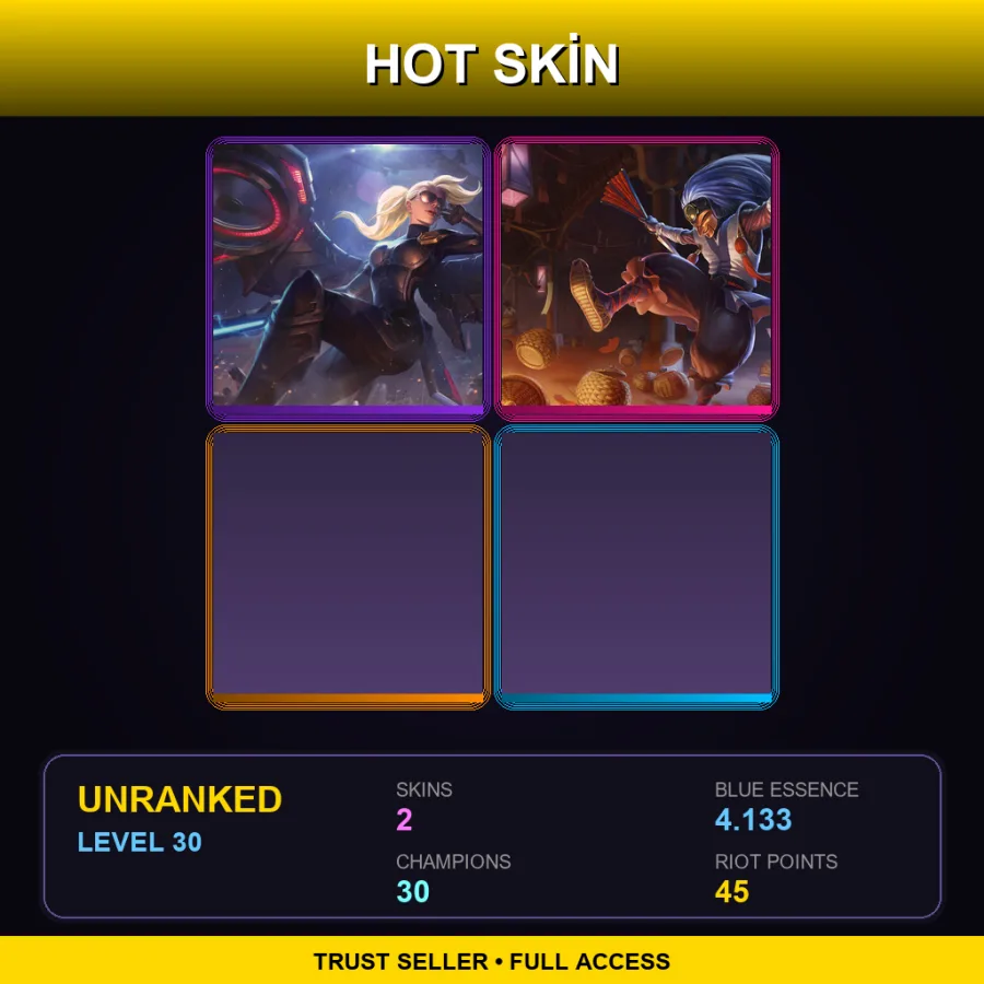 EUNE | Riot Kayle | Masked Shaco | 2 Skin | 30 Champ | Lv30