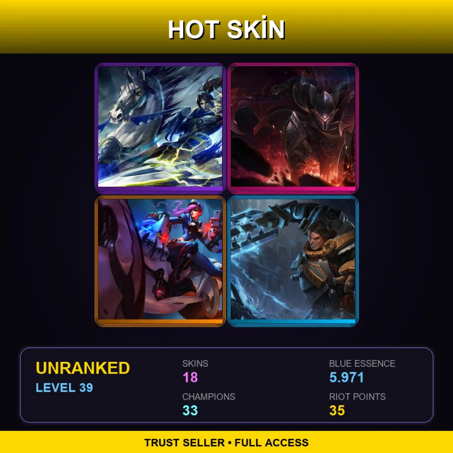 EUW | Lv39 | Unranked | 18 Skin | 33 Champ