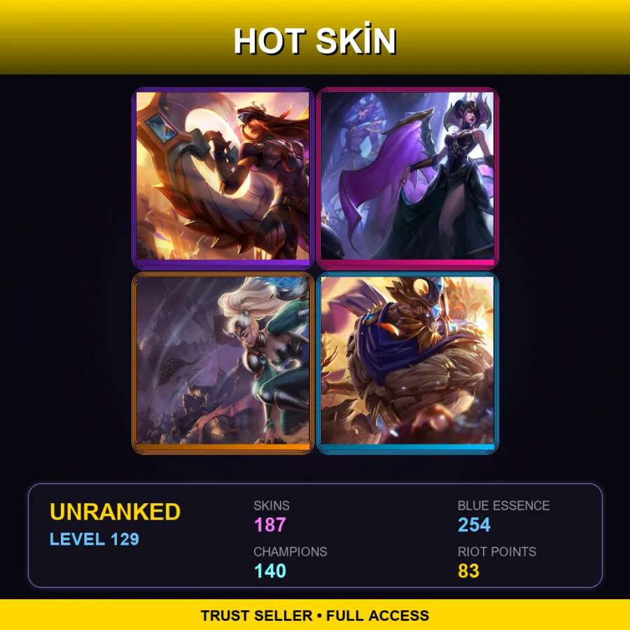 EUW | Lv129 | Unranked | 187 Skin | 140 Champ