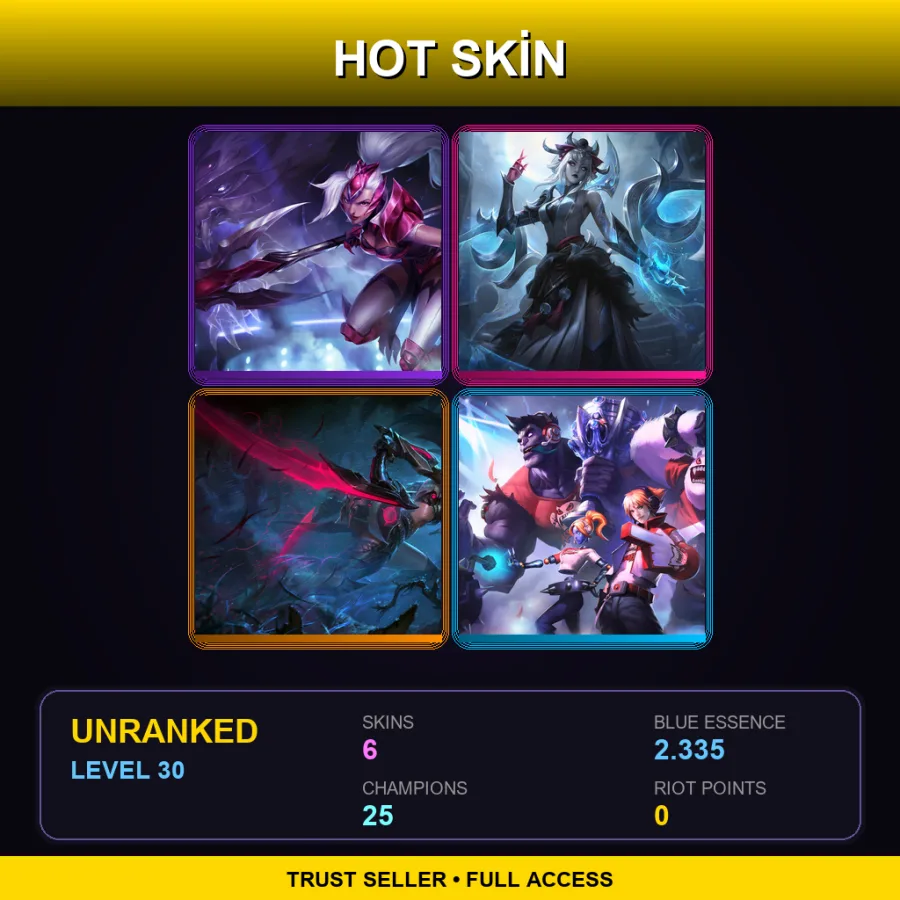 EUNE | Lv30 | Unranked | 6 Skin | 25 Champ — LoL account