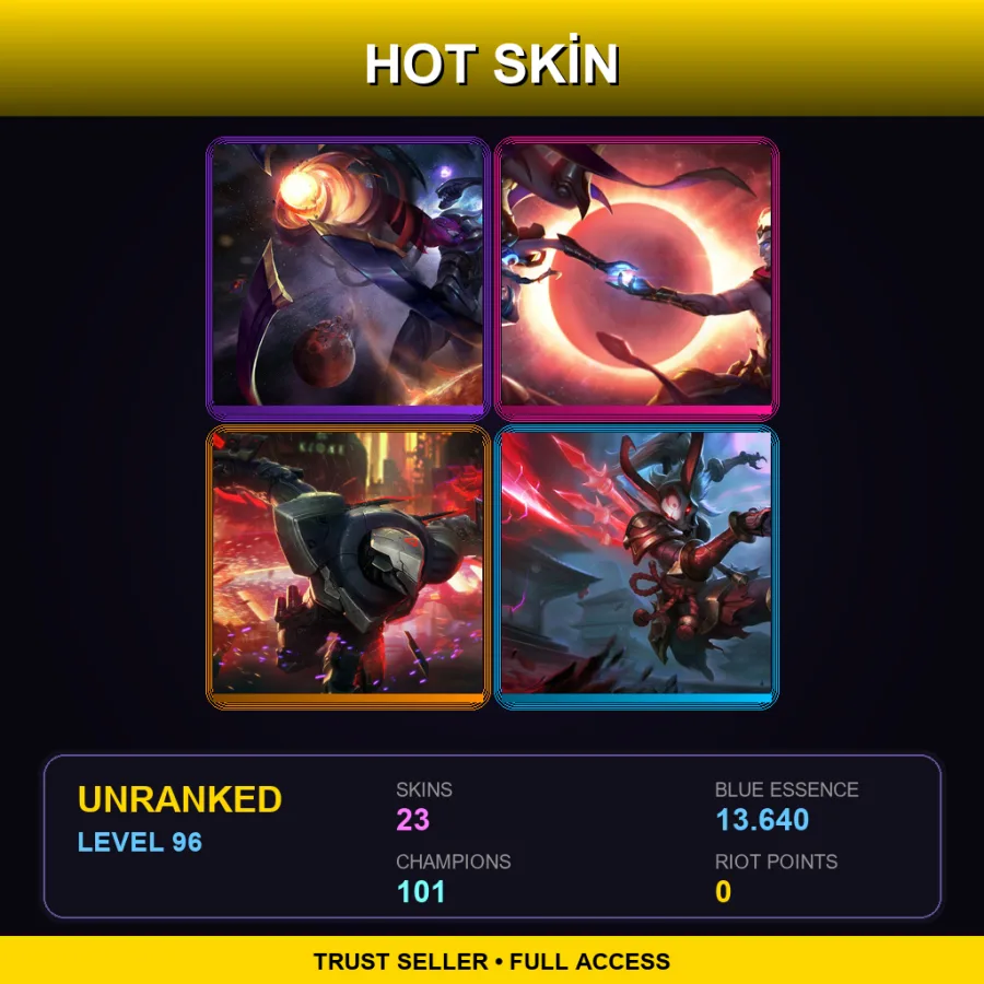 LAN | Lv96 | Unranked | 23 Skin | 101 Champ — LoL account