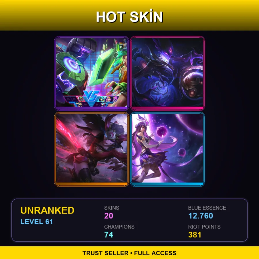 EUW | Lv61 | Unranked | 20 Skin | 74 Champ — LoL account