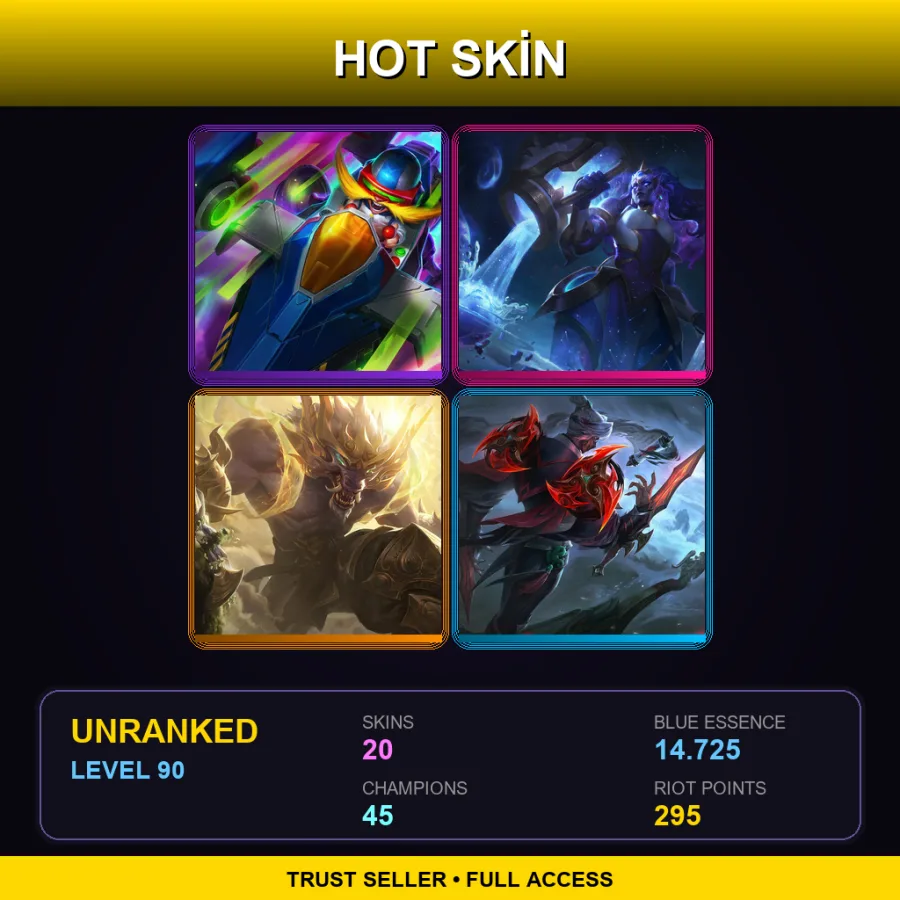 EUW | Lv90 | Unranked | 20 Skin | 45 Champ