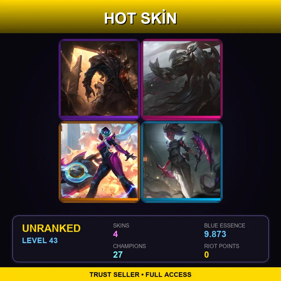 TR | Lv43 | Unranked | 4 Skin | 27 Champ with Yone