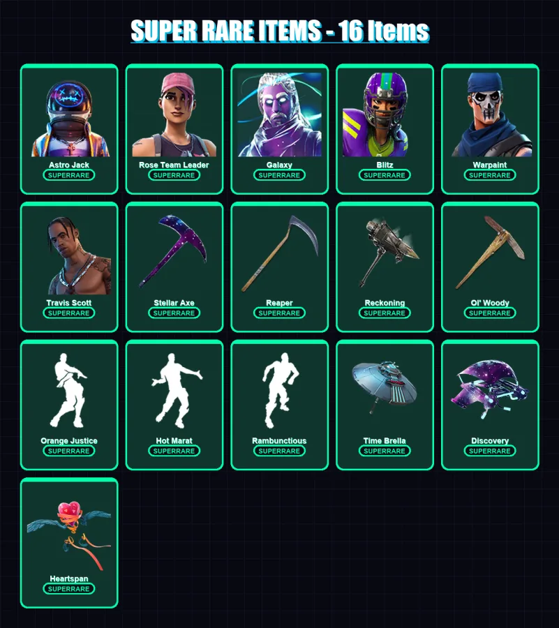[PC/XBOX/PSN] | Astro Jack | Rose Team Leader | Galaxy | Blitz | Warpaint | 229 skin | 157 pickaxe | 198 emote | 140 glider | Lv1866