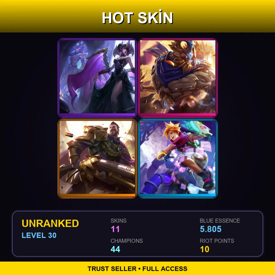 TR | Lv30 | Unranked | 11 Skin | 44 Champ