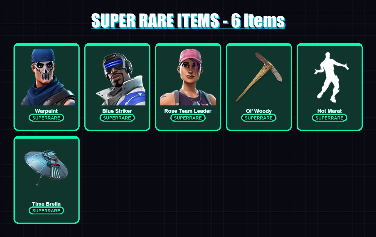 [PC/XBOX] | Warpaint | Blue Striker | Rose Team Leader | Hybrid | Singularity | 56 skin | 86 pickaxe | 86 emote | 76 glider | Lv946 — Fortnite account