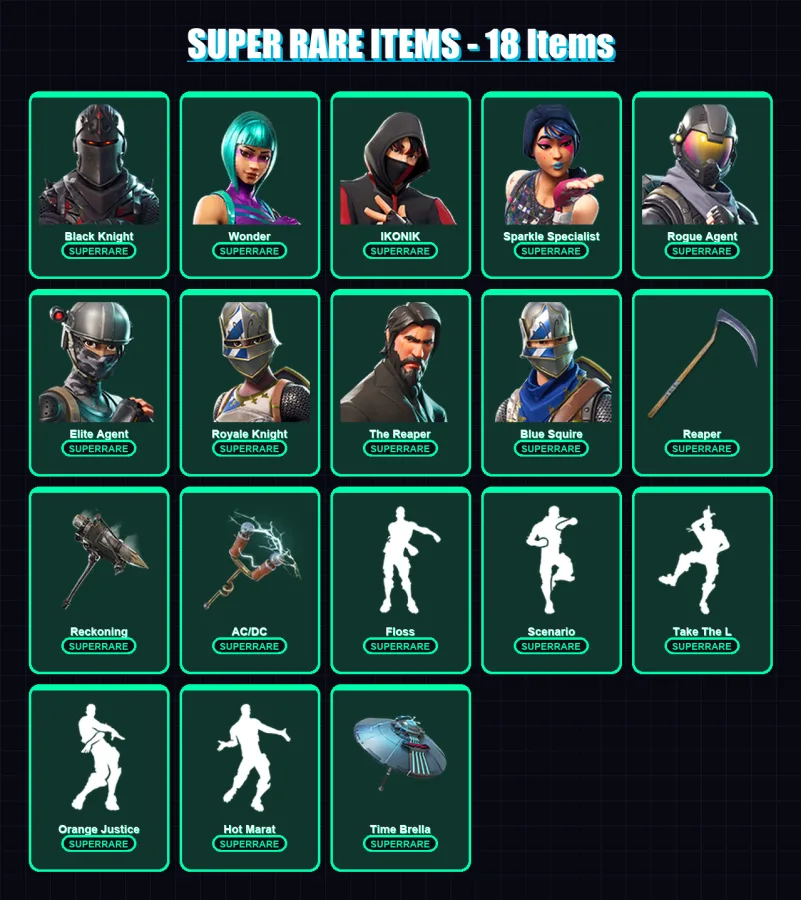 [PC/XBOX/PSN] | Black Knight | Wonder | IKONIK | Sparkle Specialist | Rogue Agent | 101 skin | 86 pickaxe | 81 emote | 78 glider | Lv1085