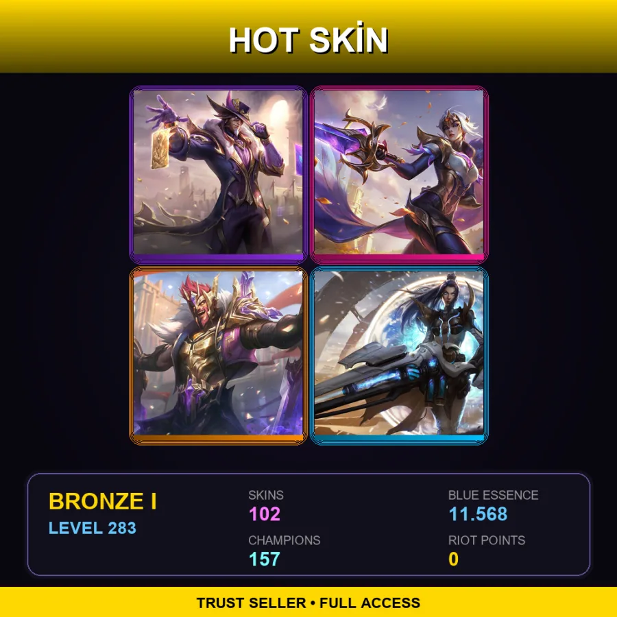 TR | Lv283 | Bronze I | 102 Skin | 157 Champ