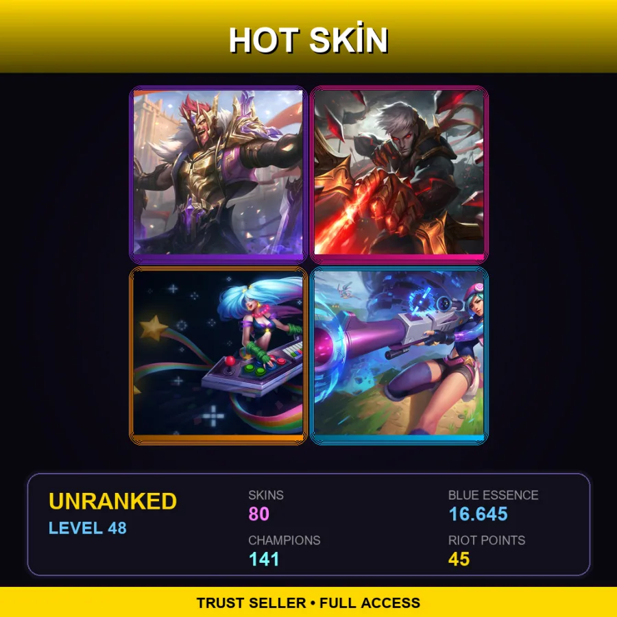 EUW | Lv48 | Unranked | 80 Skin | 141 Champ