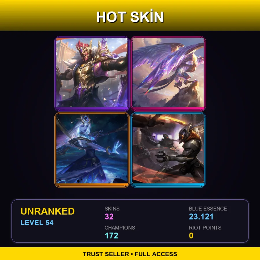 VN | Lv54 | Unranked | 32 Skin | 172 Champ — LoL account