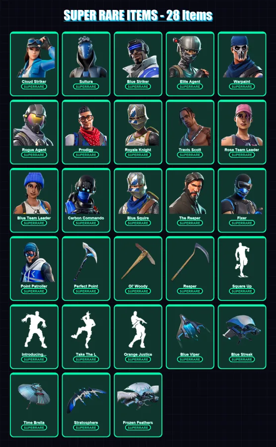 [PS4/PS5/XBOX/PC] | Cloud Striker | Sultura | Blue Striker | Elite Agent | Warpaint | 261 skin | 232 pickaxe | 181 emote | 194 glider | Lv2882