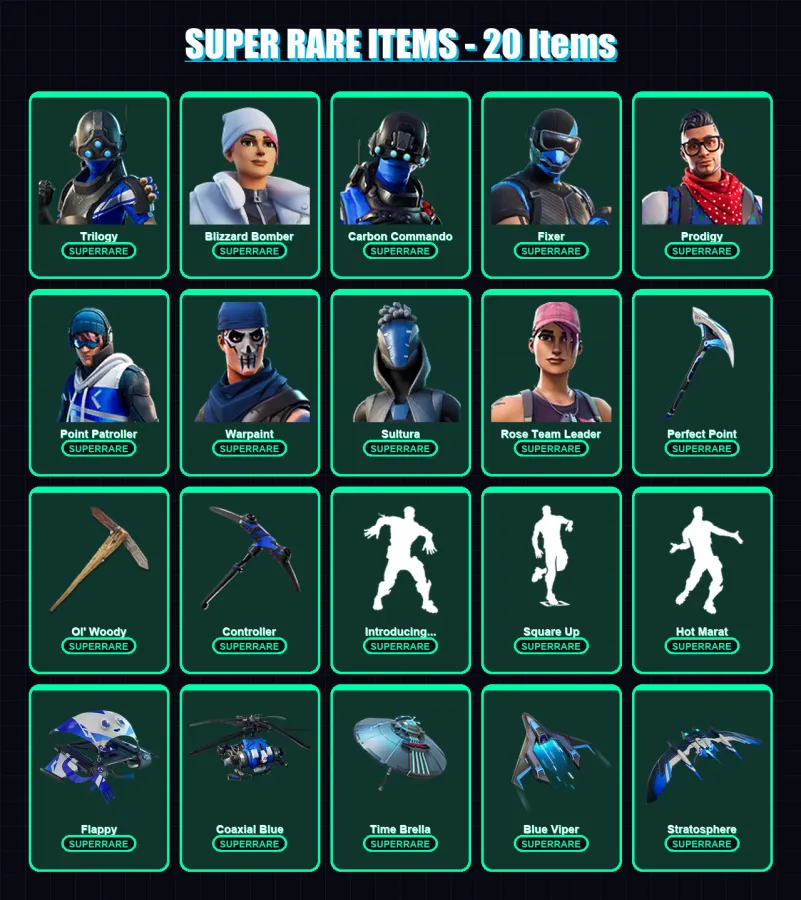 [PS4/PS5/XBOX/PC] | Trilogy | Blizzard Bomber | Carbon Commando | Fixer | Prodigy | 211 skin | 193 pickaxe | 144 emote | 146 glider | Lv1670