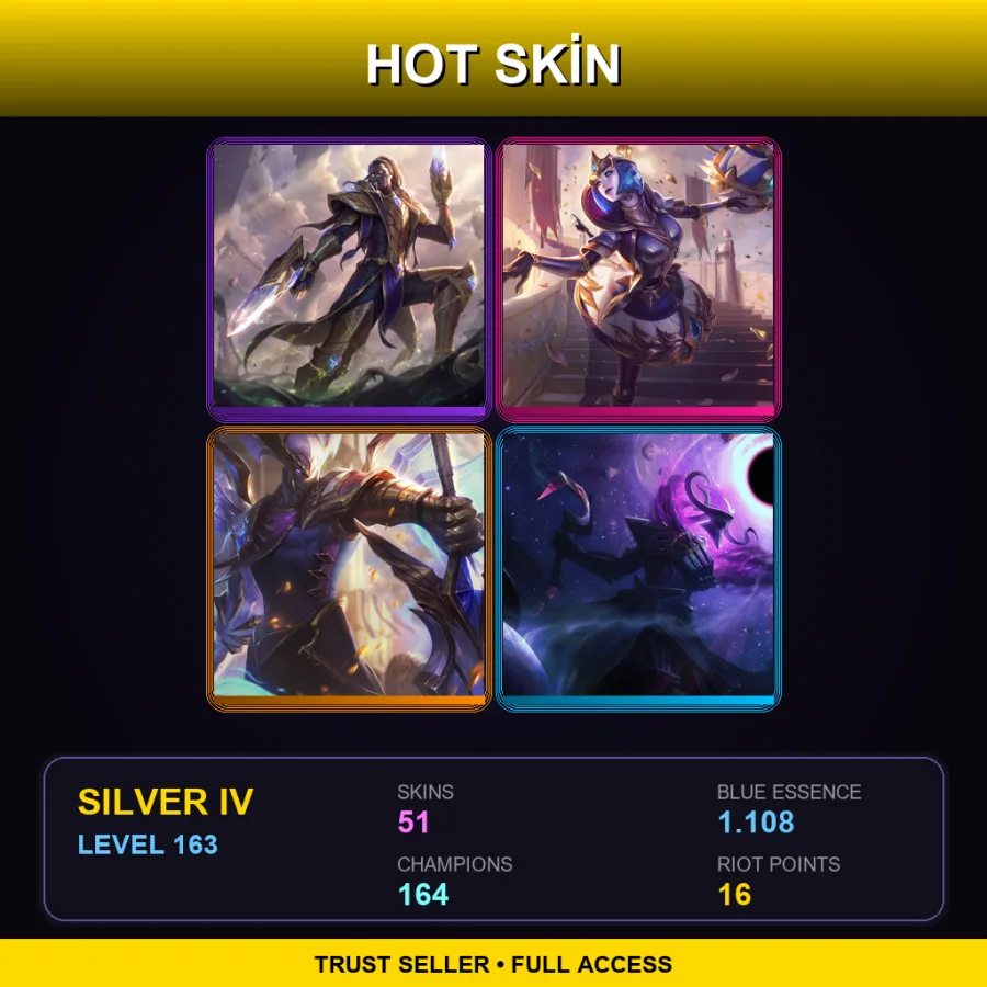 SG | Victorious Lucian | Victorious Orianna | Victorious Aatrox | Dark Star Thresh | 51 Skin | 164 Champ | Silver IV | Lv163
