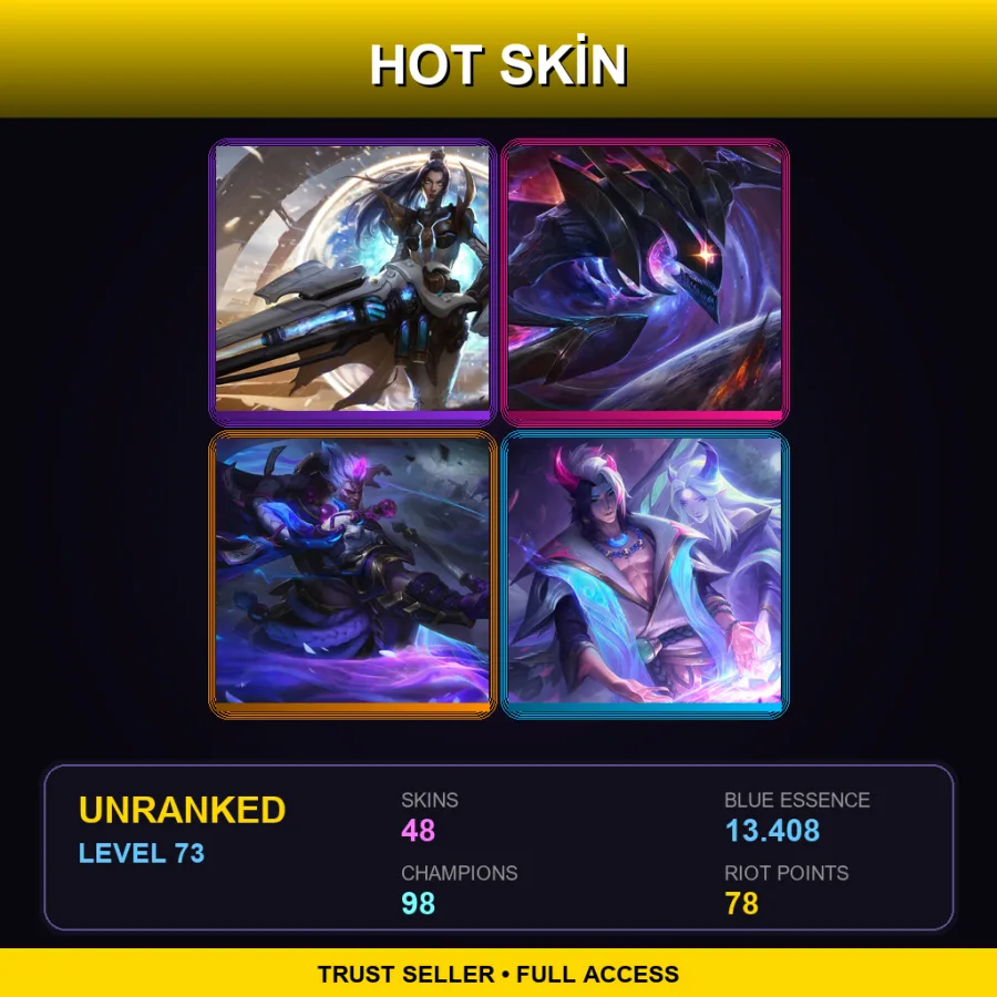 VN | Lv73 | Unranked | 48 Skin | 98 Champ — LoL account