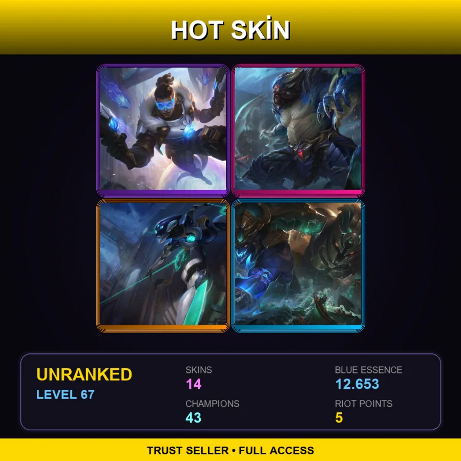 LAN | Pulsefire Lucian | Dragon Oracle Udyr | Program Camille | Worldbreaker Nautilus | 14 Skin | 43 Champ | Lv67