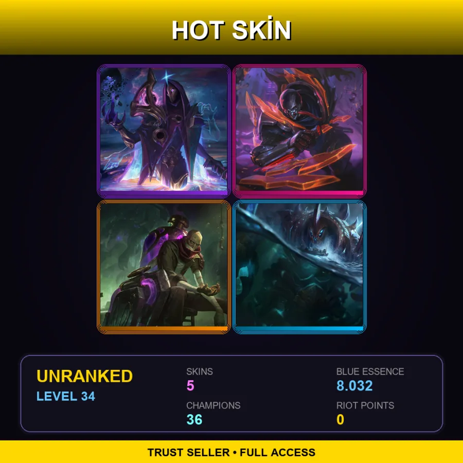 EUNE | Lv34 | Unranked | 5 Skin | 36 Champ — LoL account