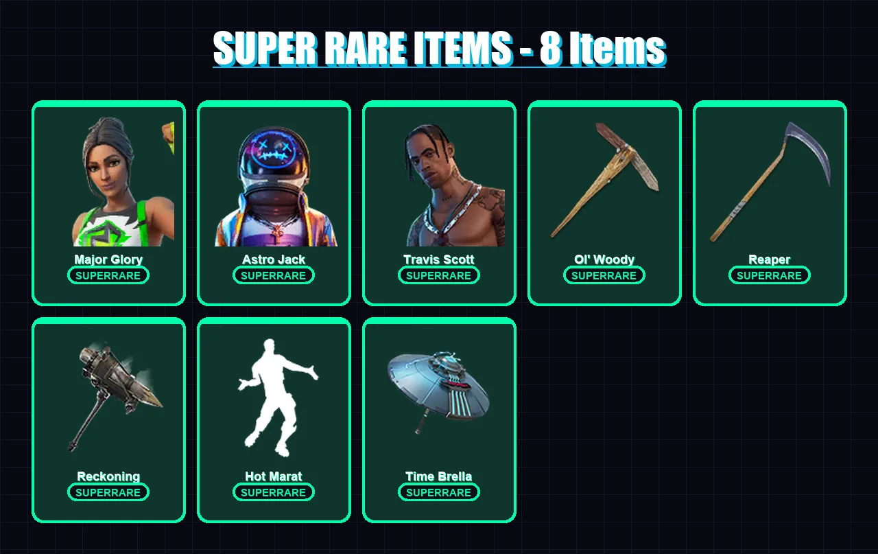 [PC/XBOX/PSN] | Major Glory | Astro Jack | Travis Scott | Sentinel | Fade | 293 skin | 266 pickaxe | 190 emote | 178 glider | Lv2606