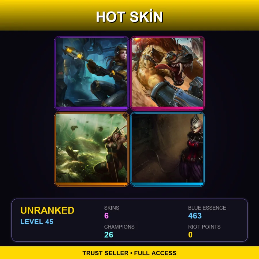 EUNE | Lv45 | Unranked | 6 Skin | 26 Champ