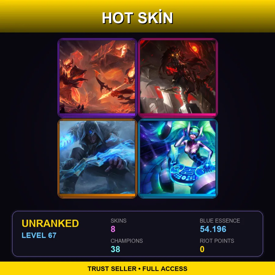VN | Lv67 | Unranked | 8 Skin | 38 Champ — LoL account