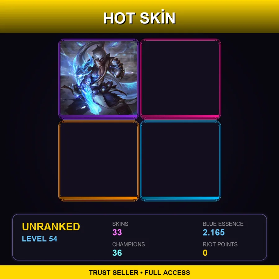 NA | Lv54 | Unranked | 33 Skin | 36 Champ