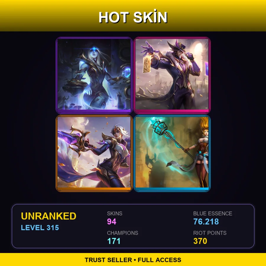 EUNE | Lv315 | Unranked | 94 Skin | 171 Champ — LoL account